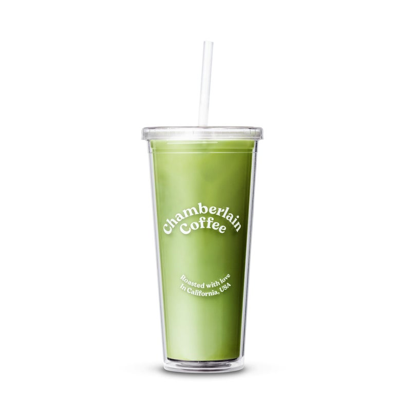 Chamberlain Coffee Tumbler - Clear Tumbler with Lid and Straw - 24 Oz Insulated Iced Coffee Cup - Double Wall Tumbler for Cold Brew, Iced Tea, Matcha Drinks - Image 1
